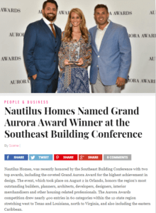 Nautilus Homes Named Grand Aurora Award Winner at the Southeast Building Conference